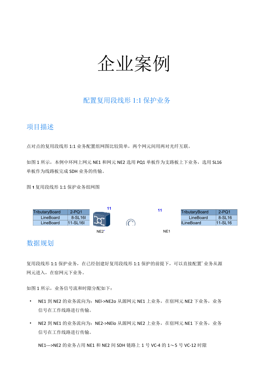 光纤通信技术企业案例：配置复用段线形1比1保护业务.docx_第1页