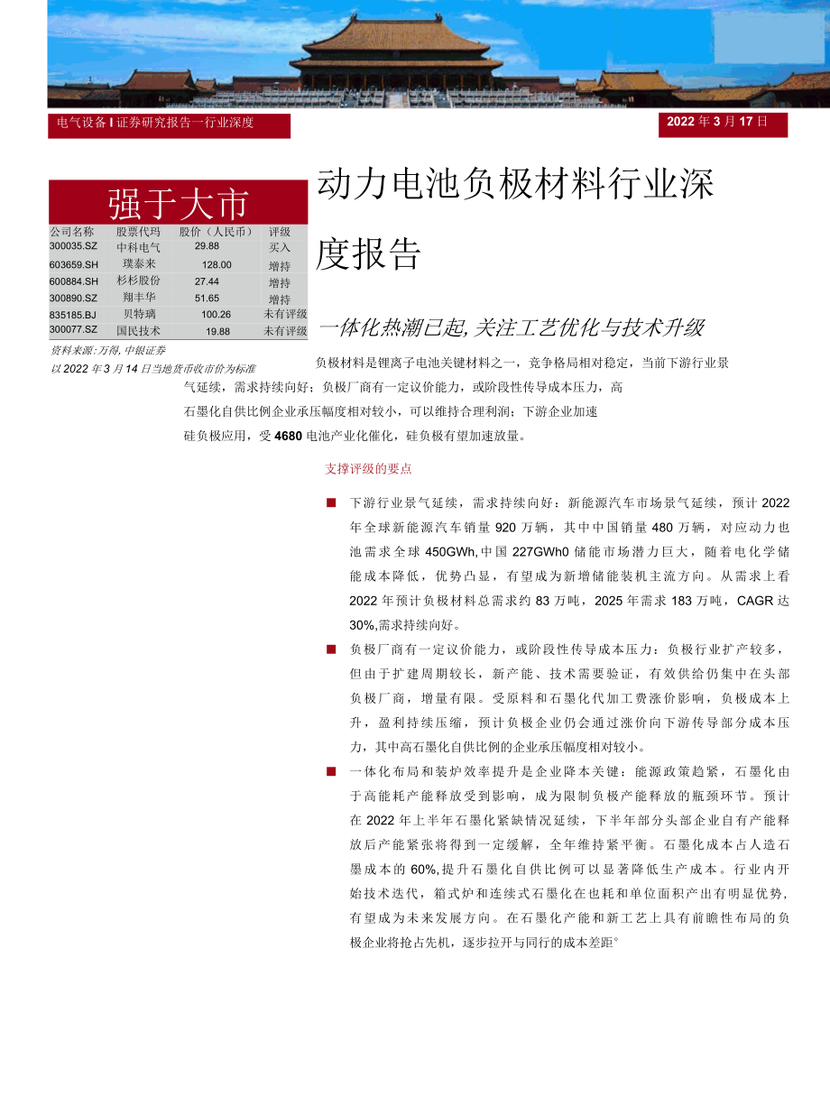 动力电池负极材料行业深度报告：一体化热潮已起关注工艺优化与技术升级.docx_第1页