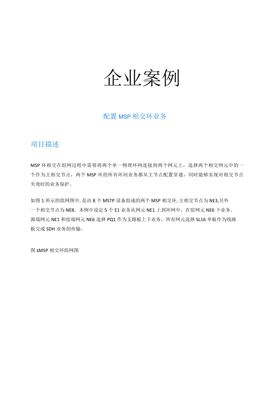 光纤通信技术企业案例：配置MSP相交环业务.docx_第1页