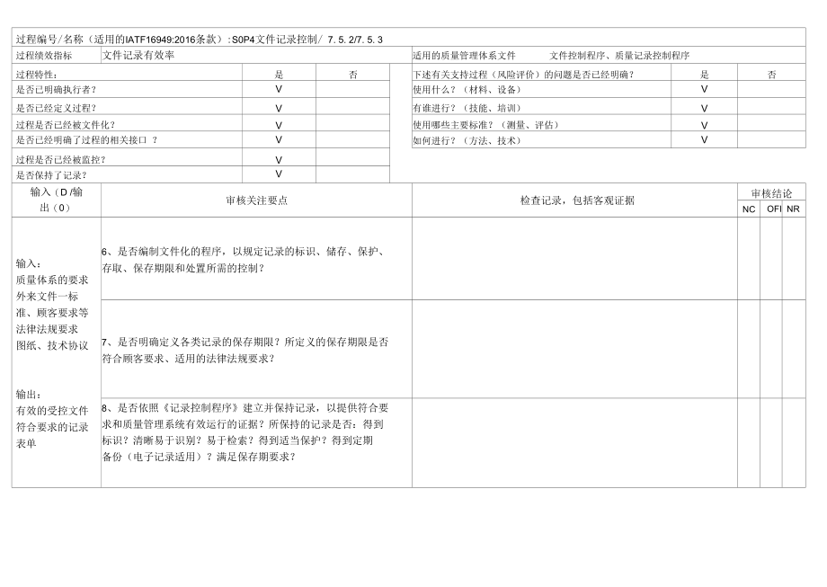 IATF16949-2016内部审核检查表（文件记录控制）.docx_第2页