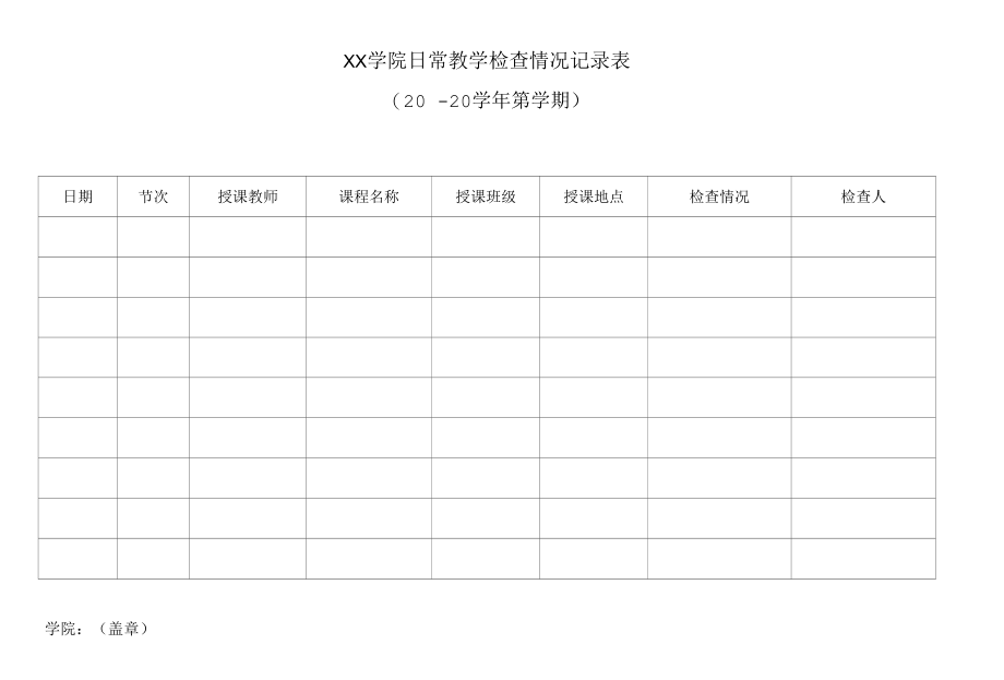 XX学院日常教学检查情况记录表.docx_第1页