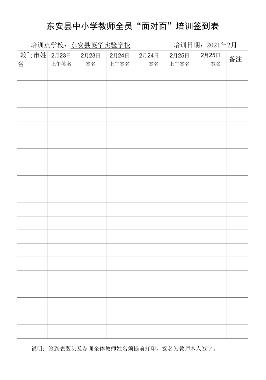 东安县中小学教师全员“面对面”培训签到表.docx_第2页