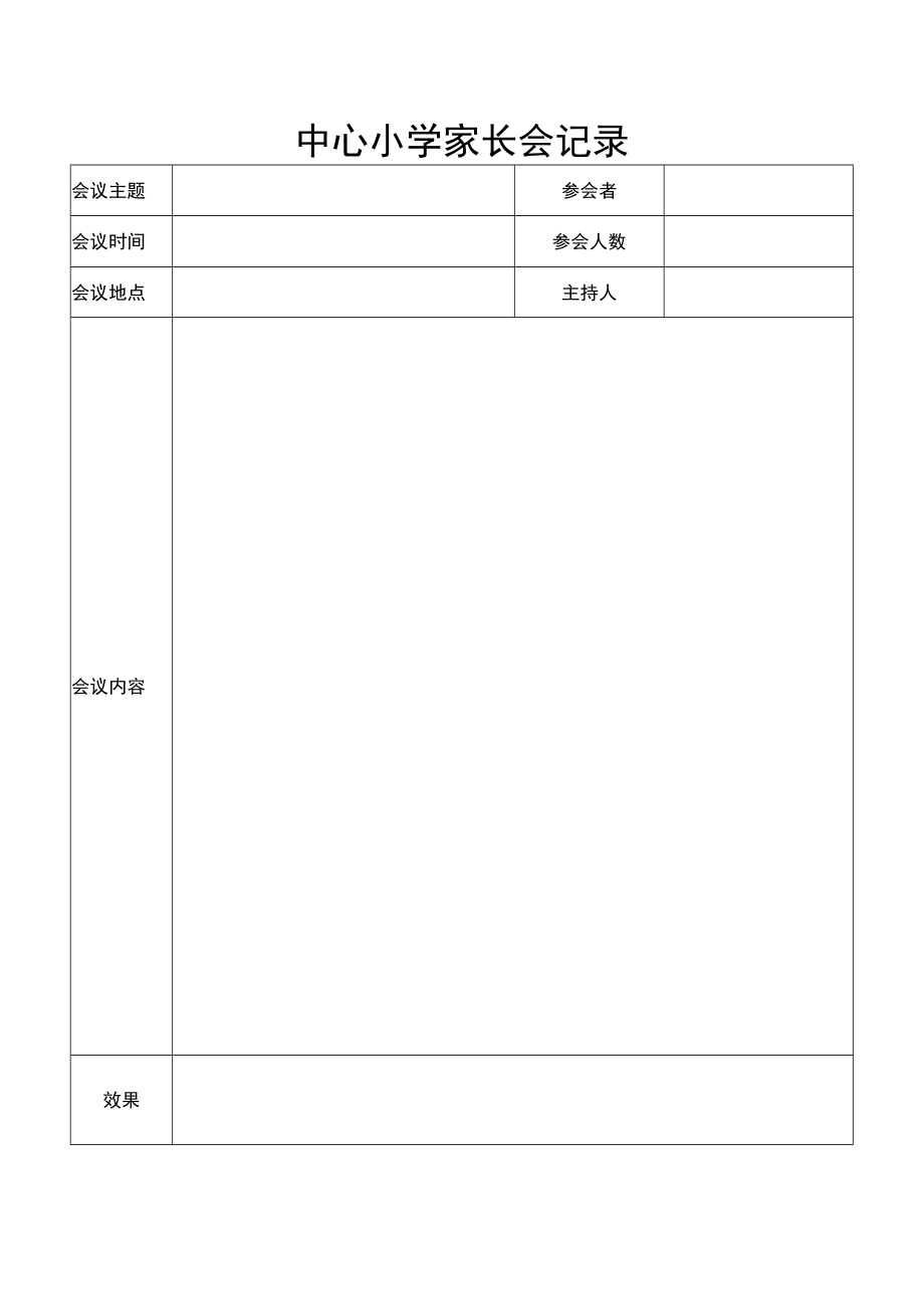 中心小学家长会记录表.docx_第1页