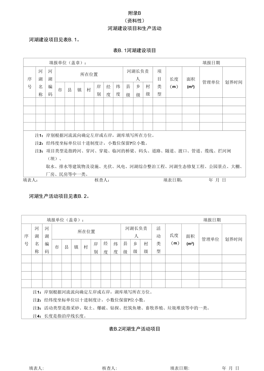 河湖水域岸线遥感监测解译标志表、河湖建设项目和生产活动、水体信息表、现场复核表.docx_第1页