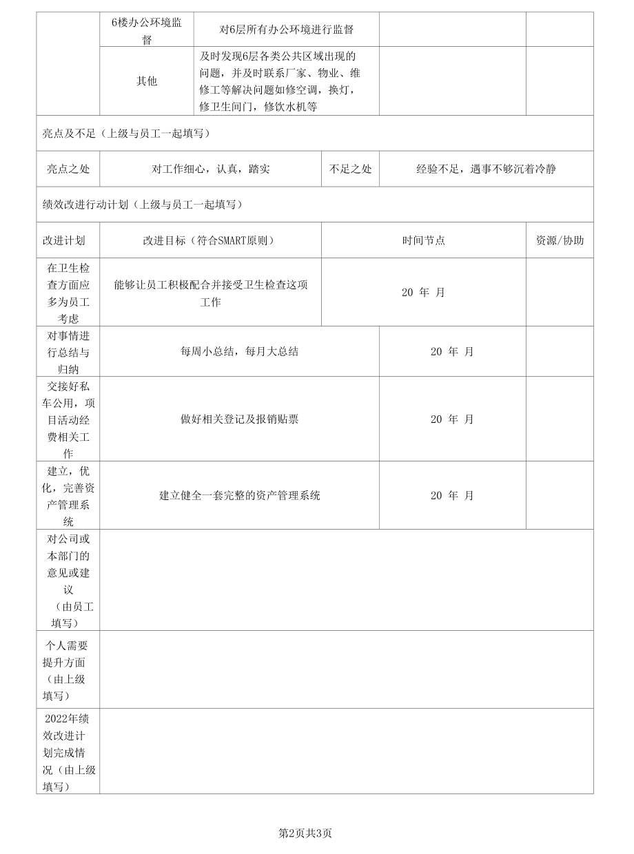 员工绩效考核与改进面谈记录表.docx_第2页