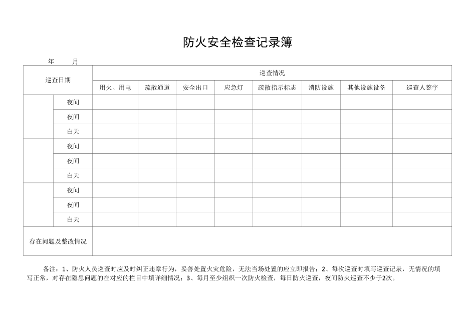 防火安全检查记录表.docx_第1页