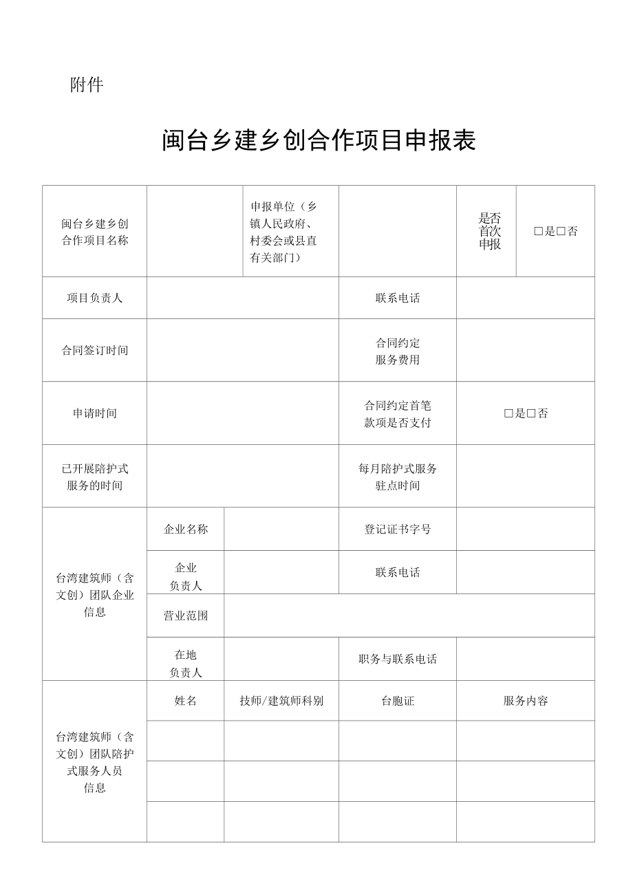 闽台乡建乡创合作项目申报表.docx_第1页