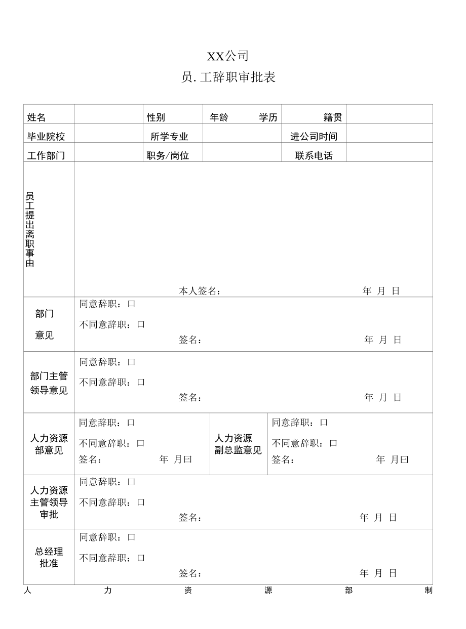 员 工 辞 职 审 批 表.docx_第1页