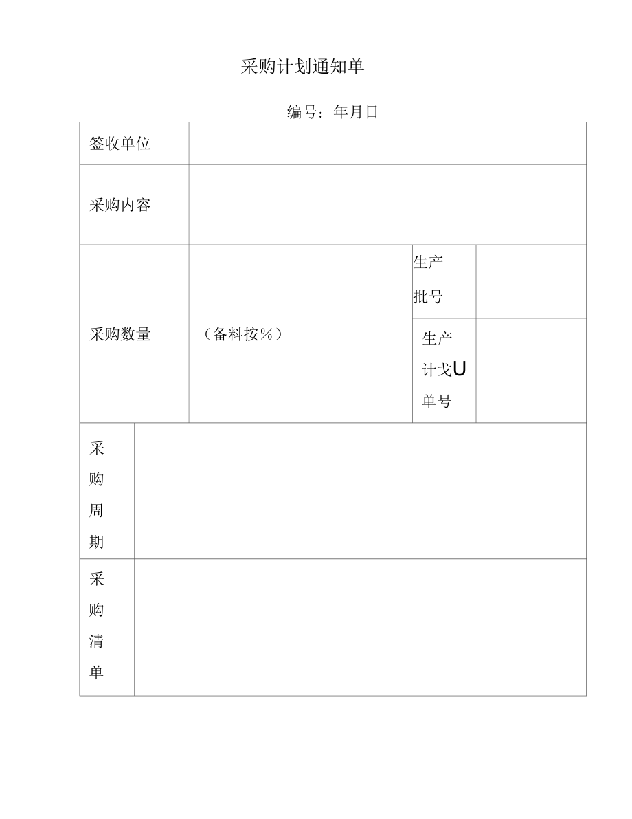 生产管理：采购计划通知单(生产)表单模板.docx_第1页