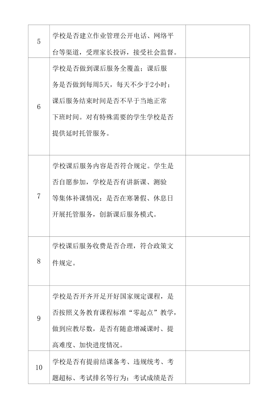 学校落实“双减”工作情况督导自查项目表.docx_第2页