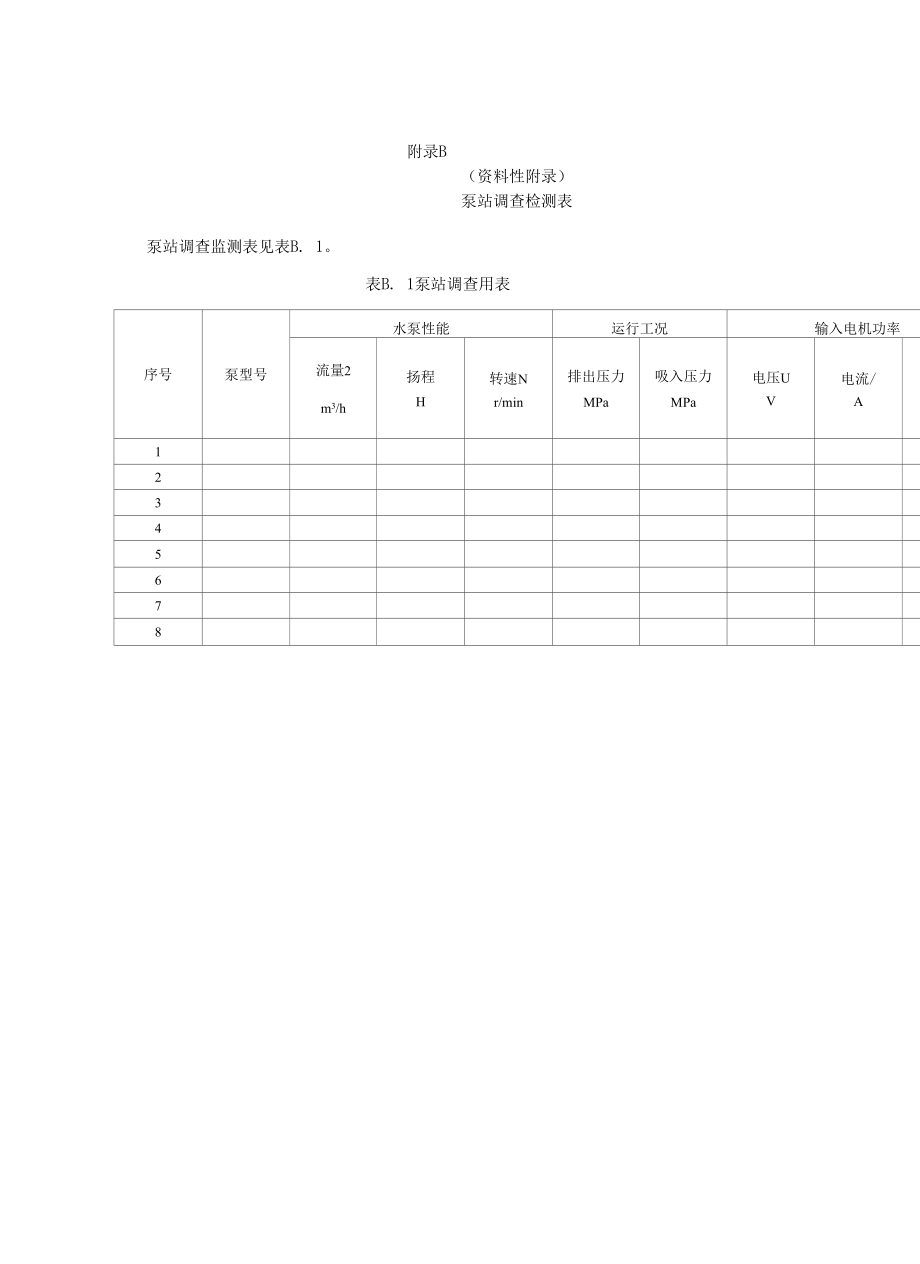 测试参数与测试要求、泵站调查检测表、冷却塔调査记录表、换热设备、并联管网运行状态记录表、专用系统用水情况调查表.docx_第3页