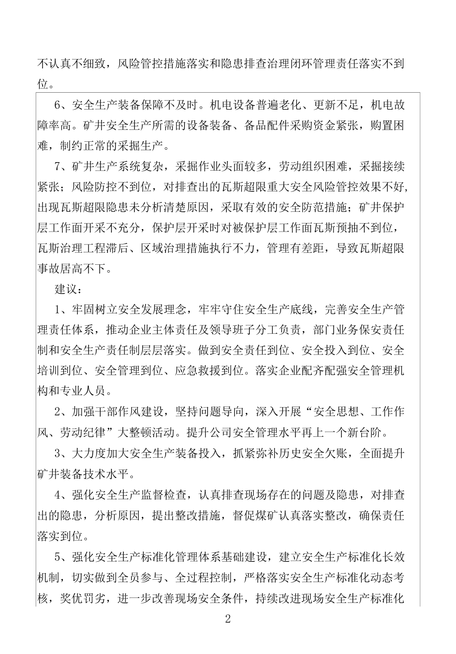 煤业公司落实煤矿企业安全生产主体责任抽查反馈表模板.docx_第2页