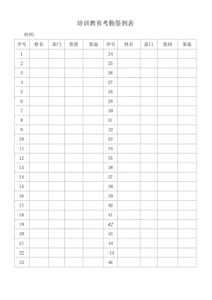 培训教育考勤签到表.docx