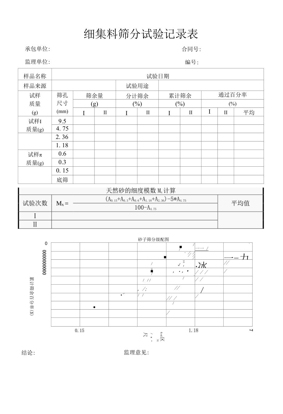 细集料筛分试验记录表（标准版）.docx_第1页