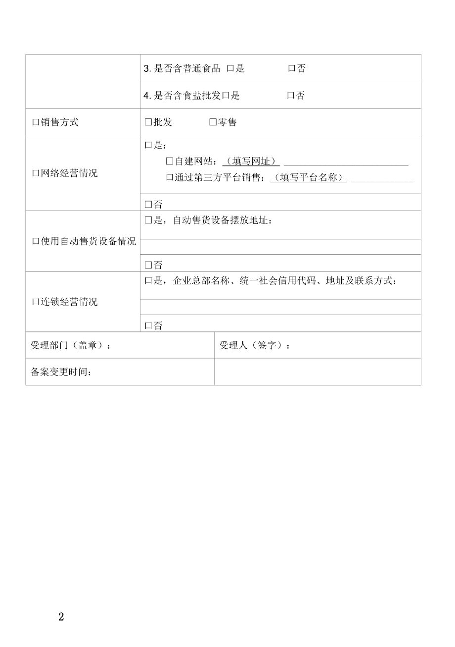 河北仅销售预包装食品经营者备案信息变更表.docx_第2页