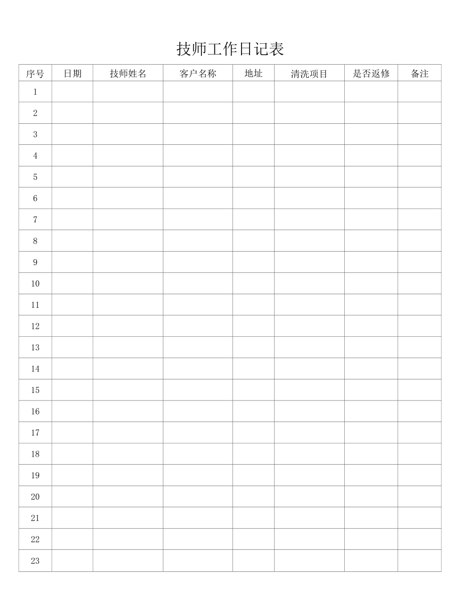 技师工作日记表.docx_第1页