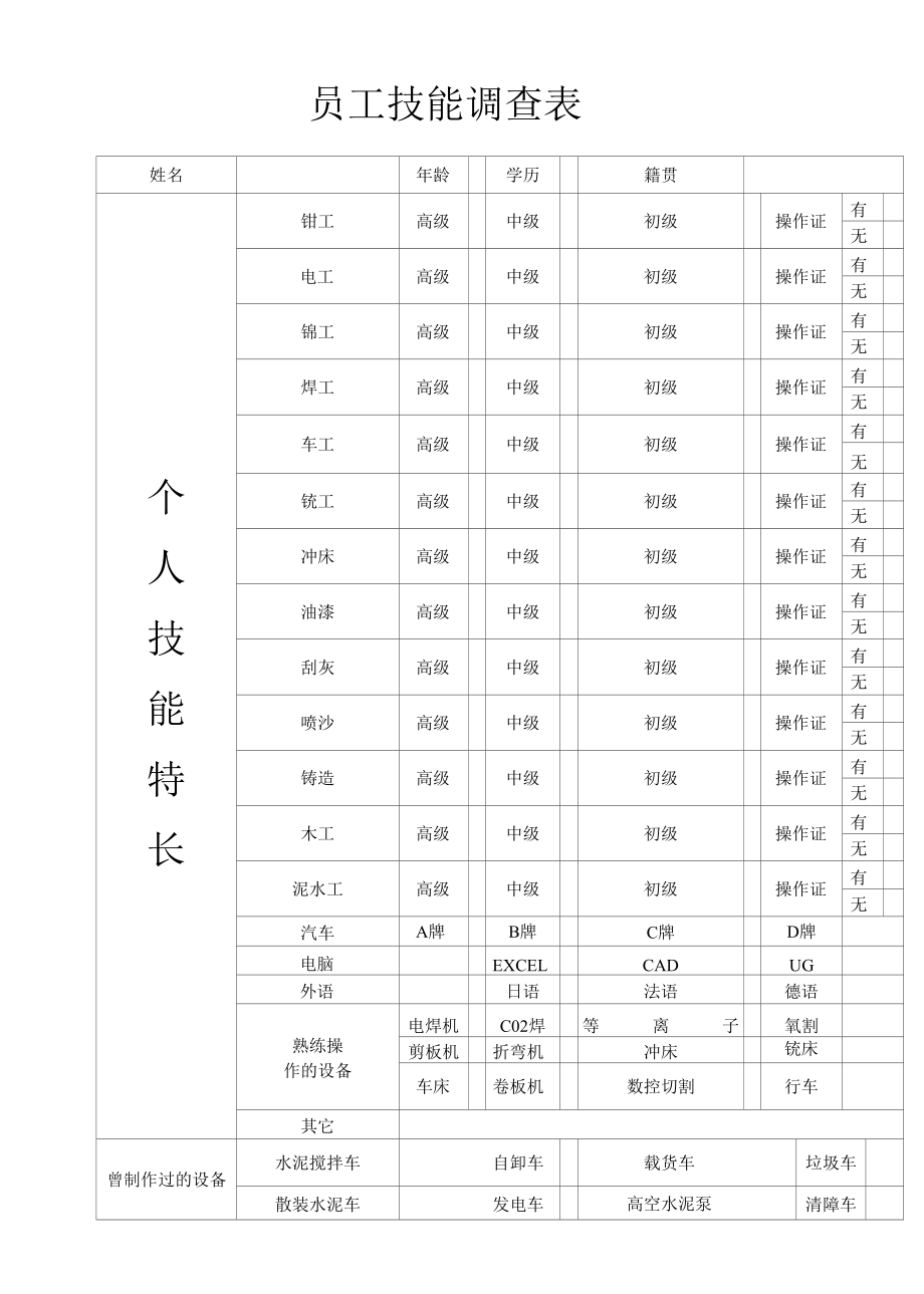 员工技能调查表.docx_第1页