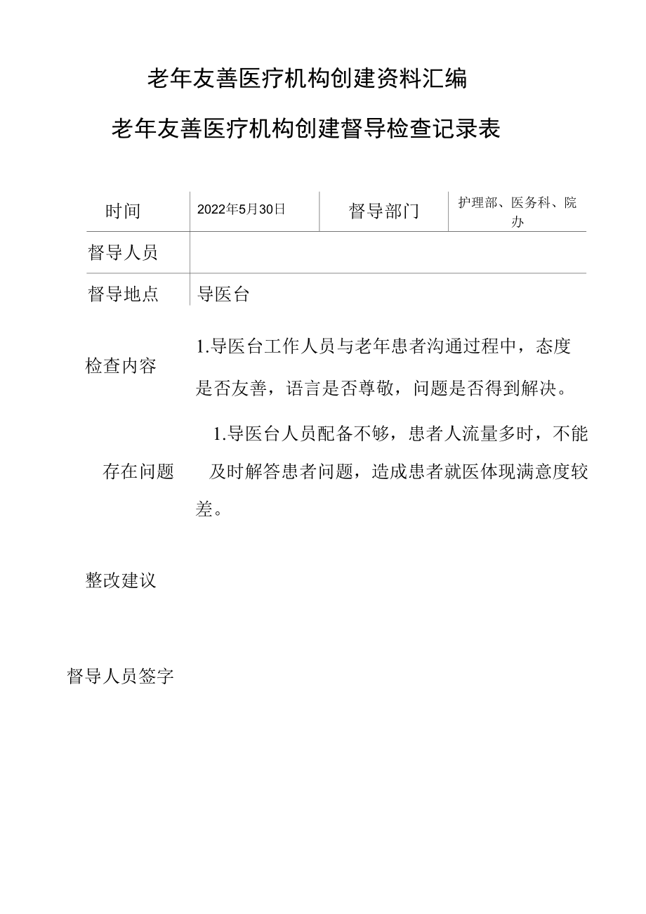 老年友善医疗机构创建资料汇编（督导检查记录表）.docx_第2页