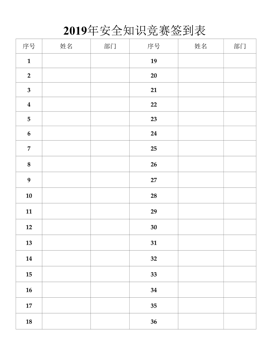 安全知识竞赛参赛签到表.docx_第1页