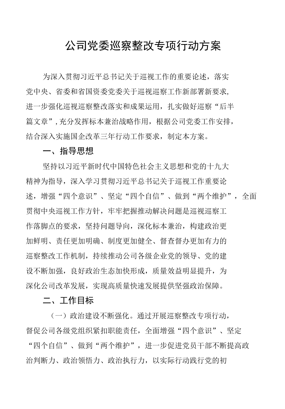 公司党委巡察整改专项行动方案（含附件表格）.docx_第1页