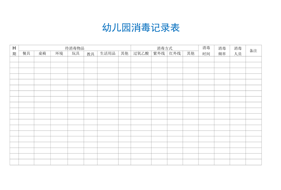 幼儿园消毒记录表模板.docx_第1页