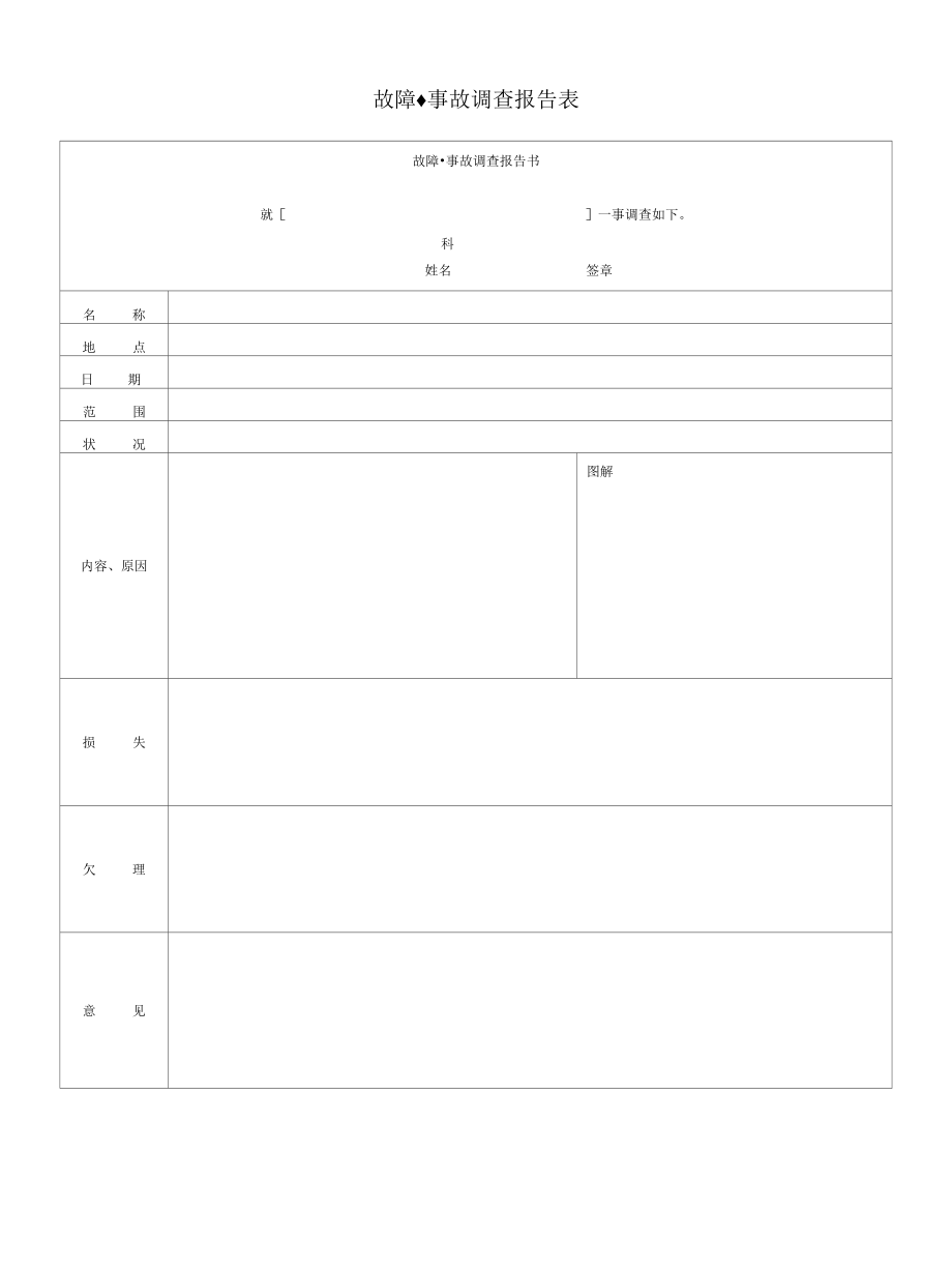 项目安全管理模板-故障调查报告表.docx_第1页
