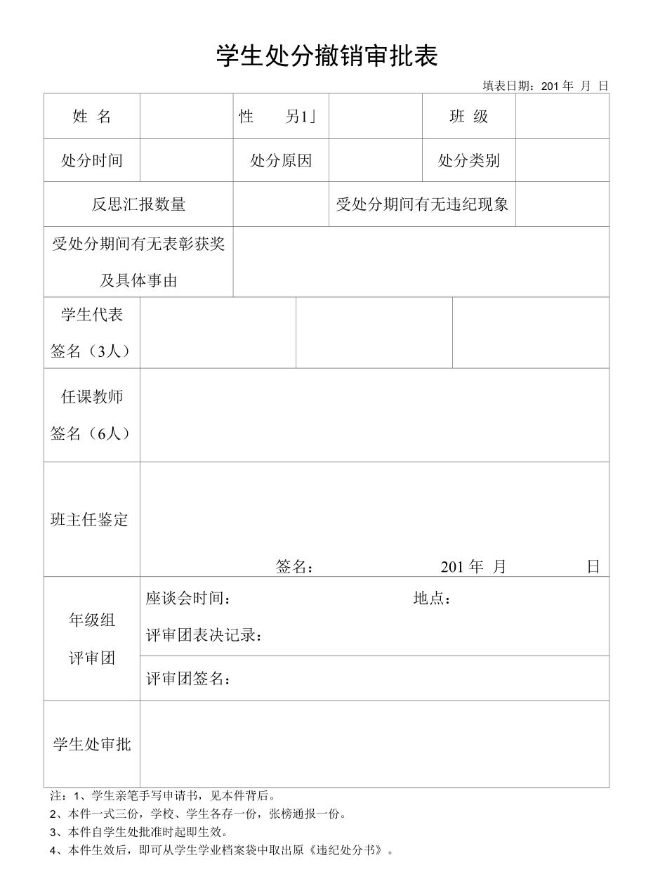 学生处分撤销审批表申请表2篇.docx_第1页