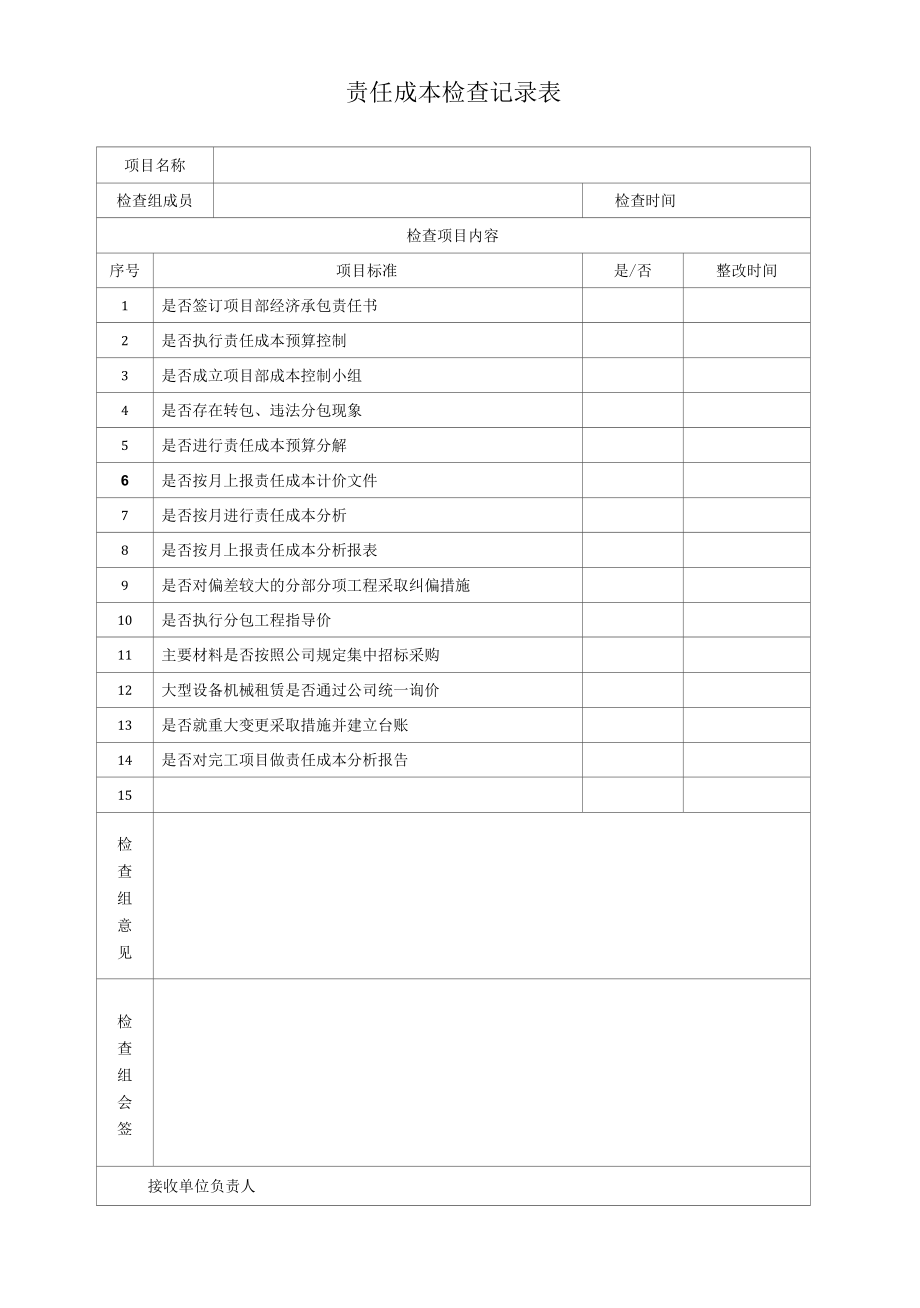 责任成本检查记录表.docx_第1页