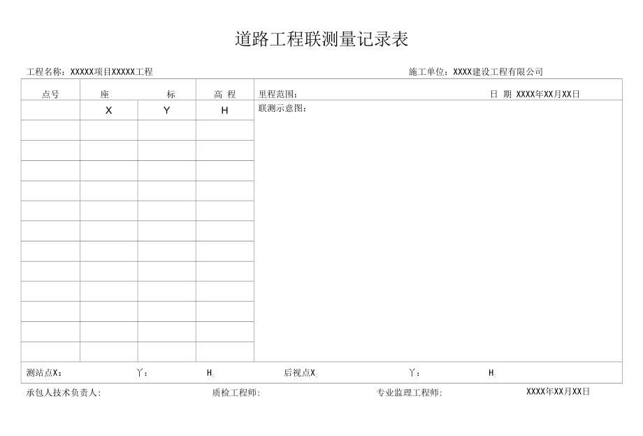 道路工程联测量记录表.docx_第1页