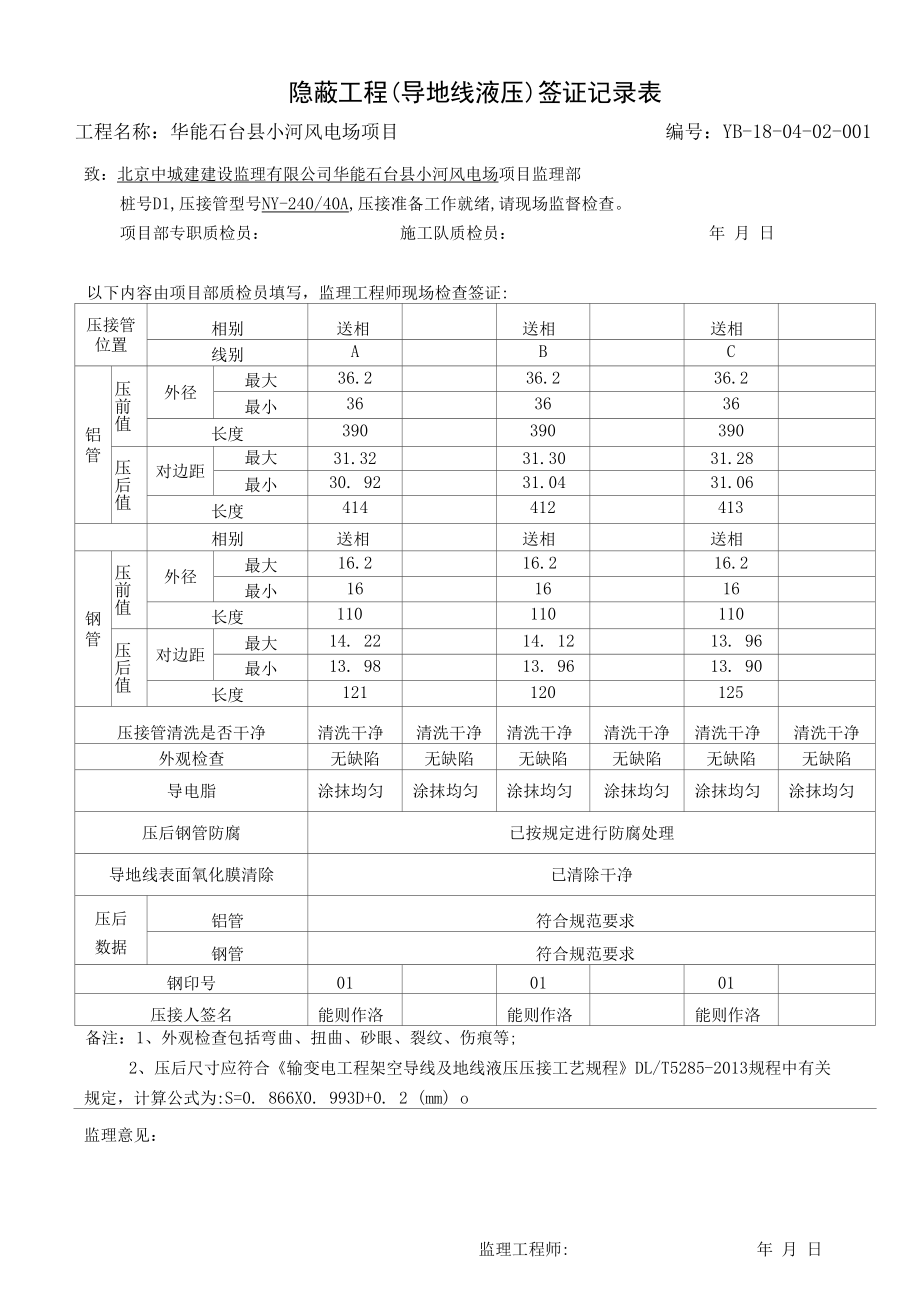 隐蔽工程（导线液压）签证记录表.docx_第1页