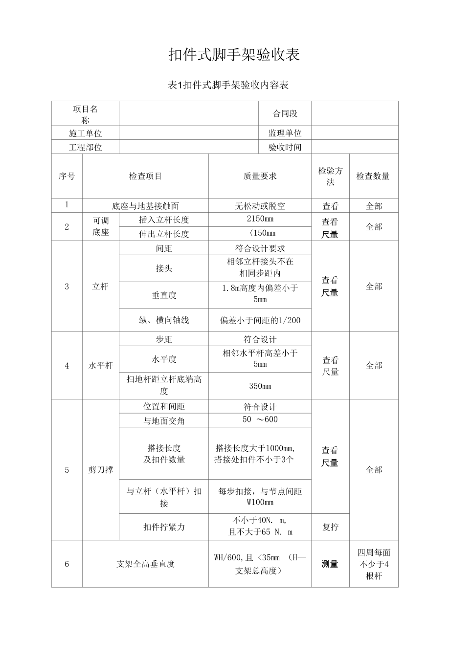 扣件式脚手架验收表.docx_第1页