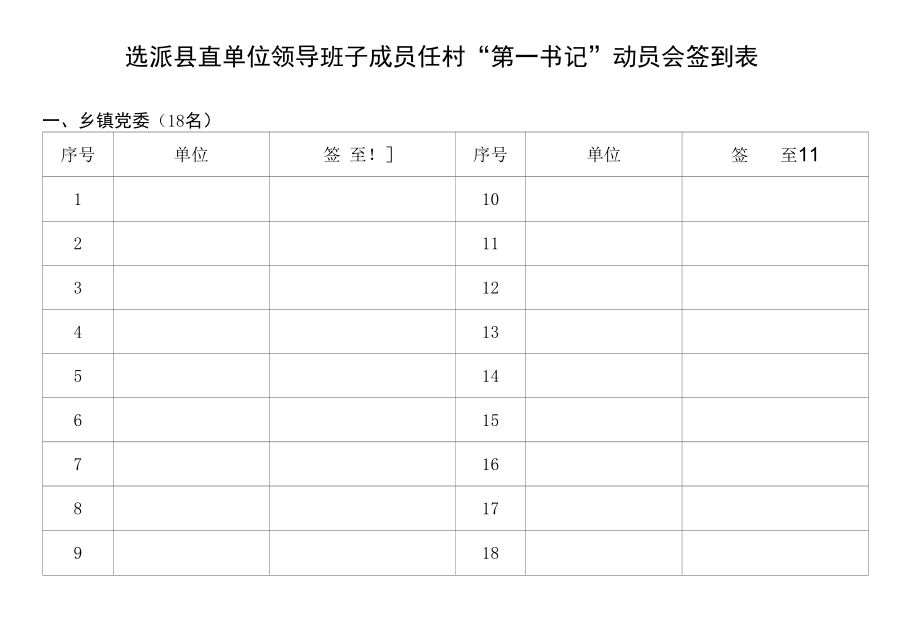 选派县直单位领导班子成员任村 “第一书记”动员会签到表.docx_第1页
