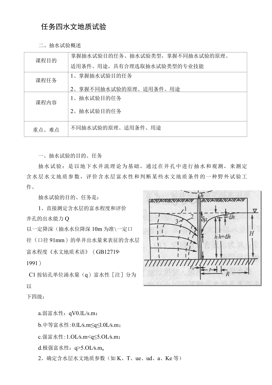 水文地质勘查技术：抽水试验概述.docx_第1页