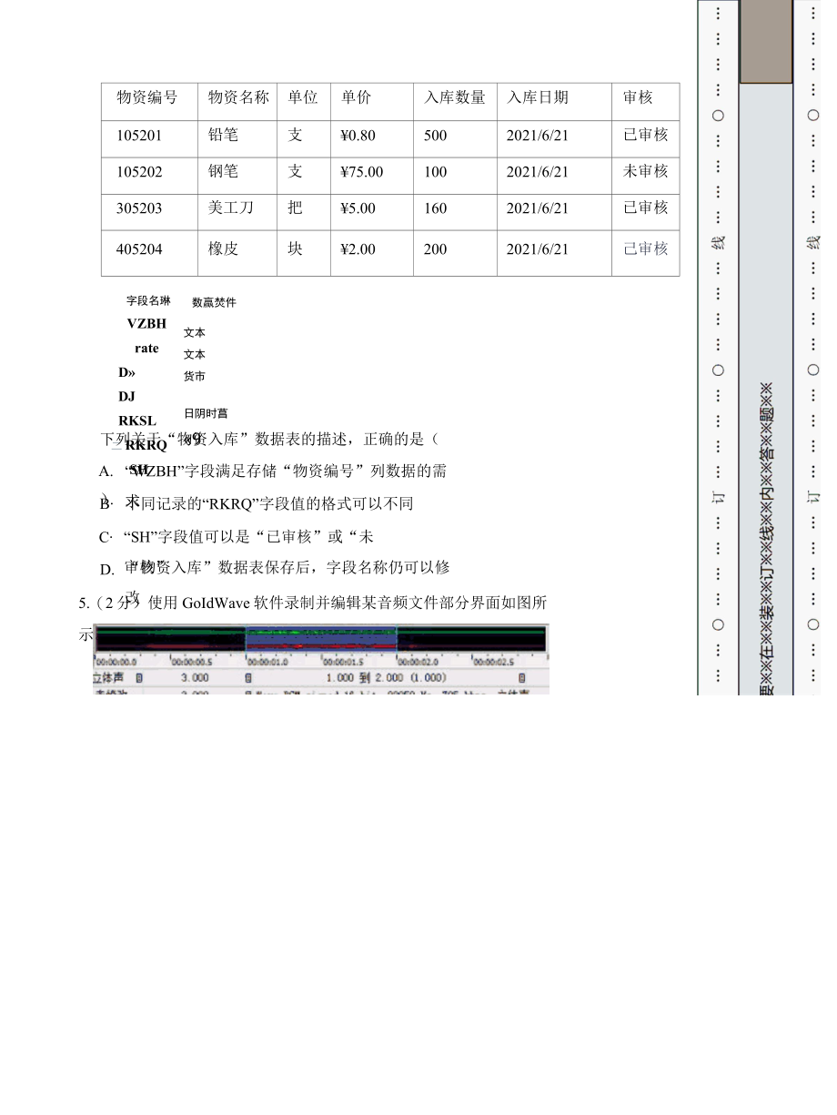 浙江省普通高校招生2022年1月信息技术选考试卷.docx_第2页