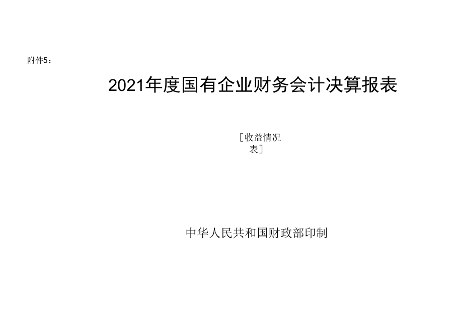 2021年度国有企业财务会计决算报表收益情况表-封面.docx_第1页