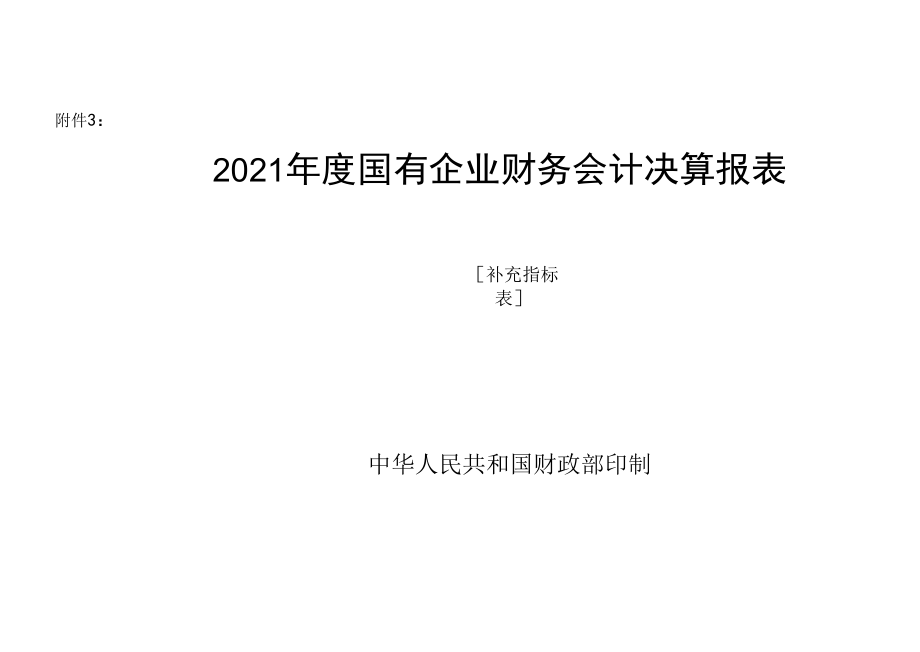 2021年度国有企业财务会计决算报表补充指标表-封面.docx_第1页