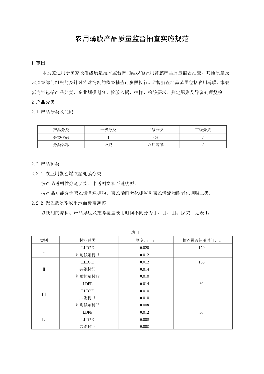 管理制度-406农用薄膜产品质量监督抽查实施规范产品质量监督抽查 精品.doc_第2页