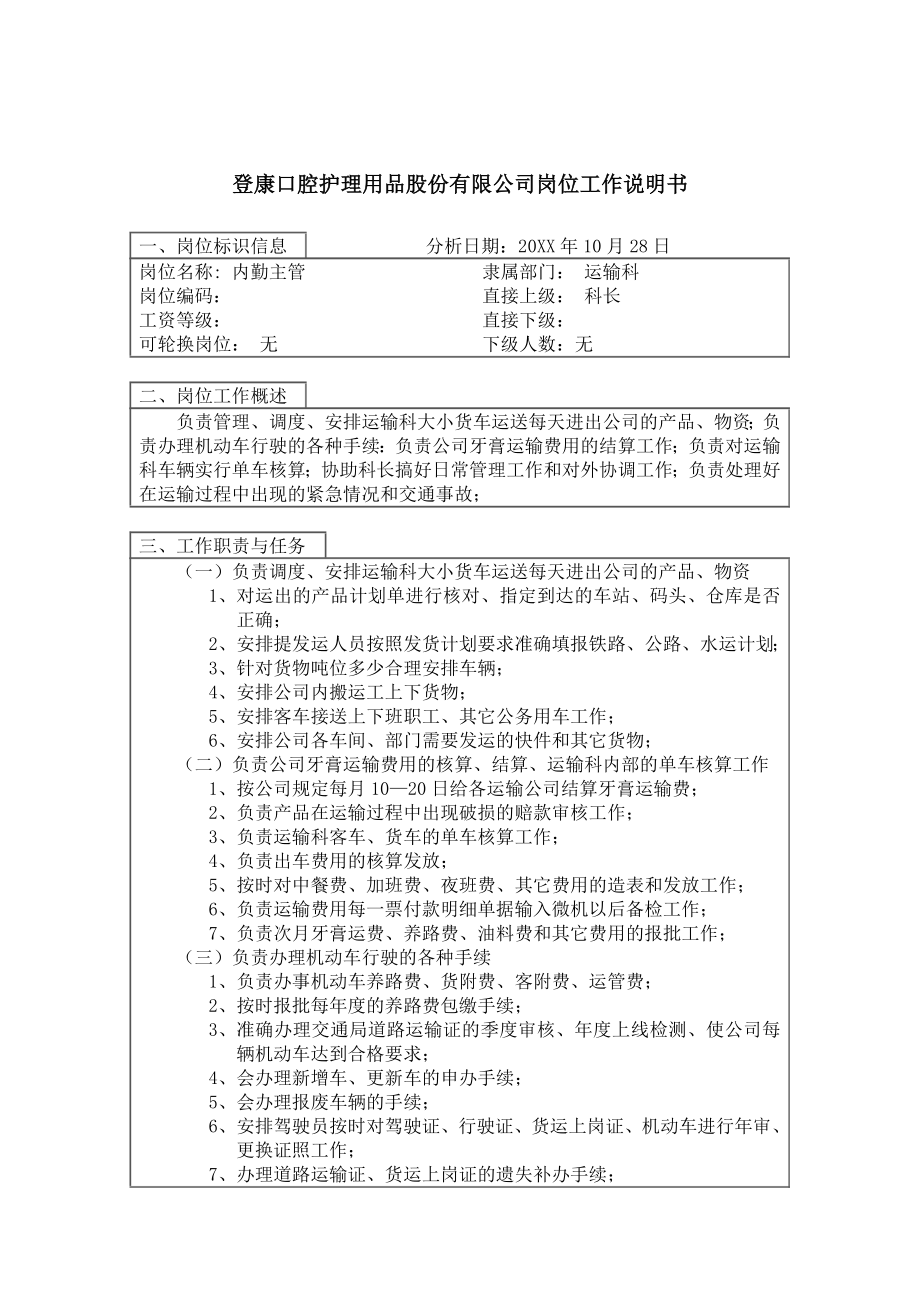 中层管理-内勤主管 精品.doc_第1页