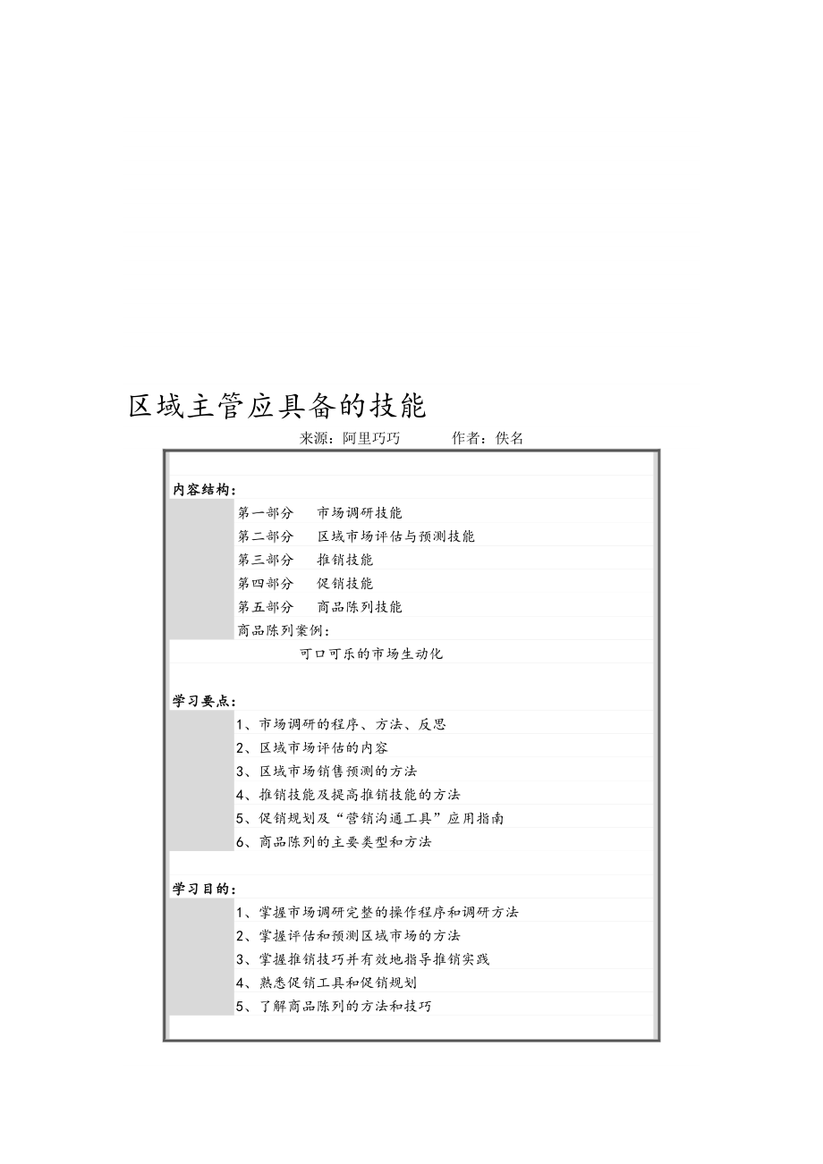 中层管理-区域主管应具备的管理技能 精品.doc_第1页