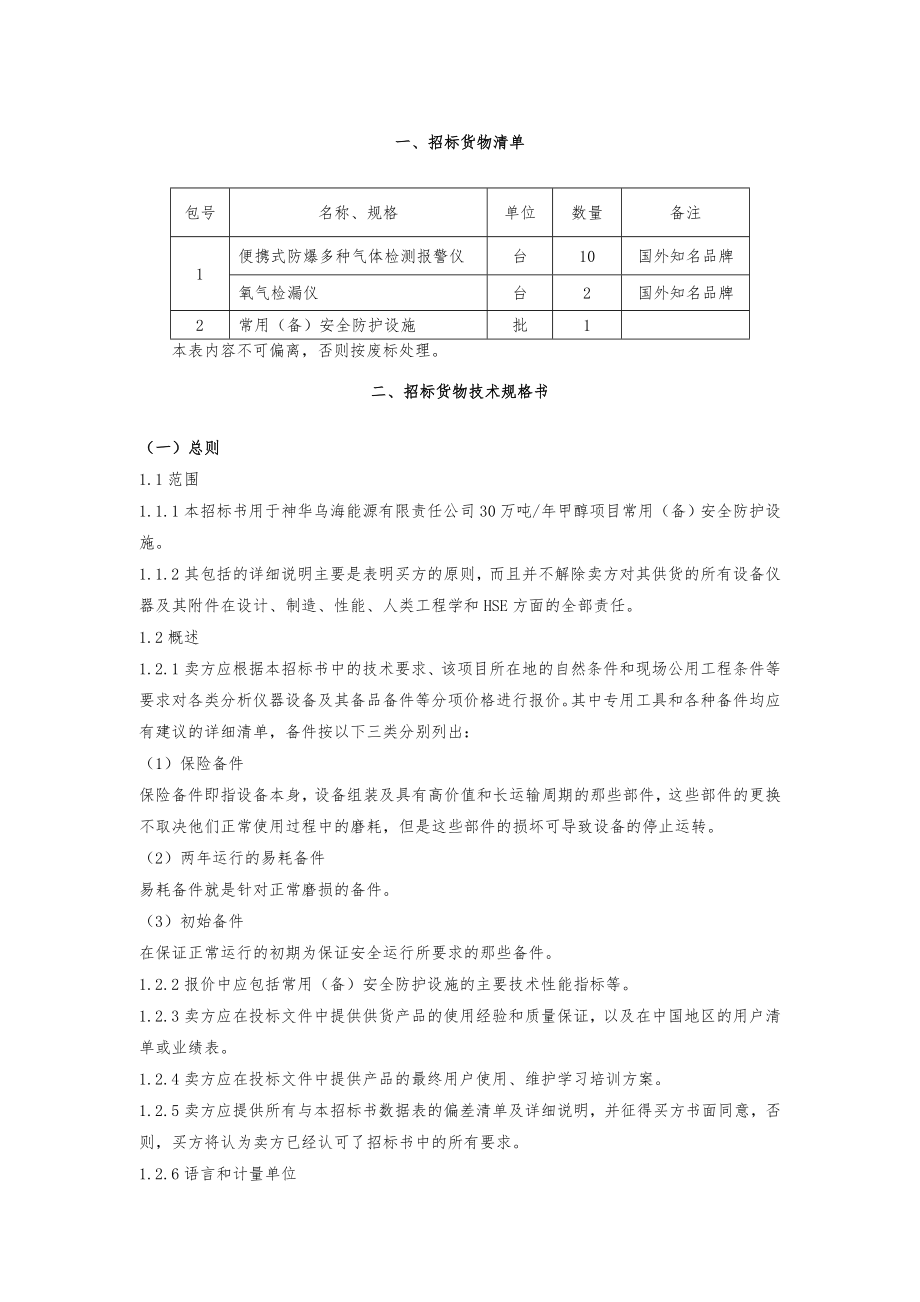 招标投标-一、招标货物清单 精品.doc_第1页