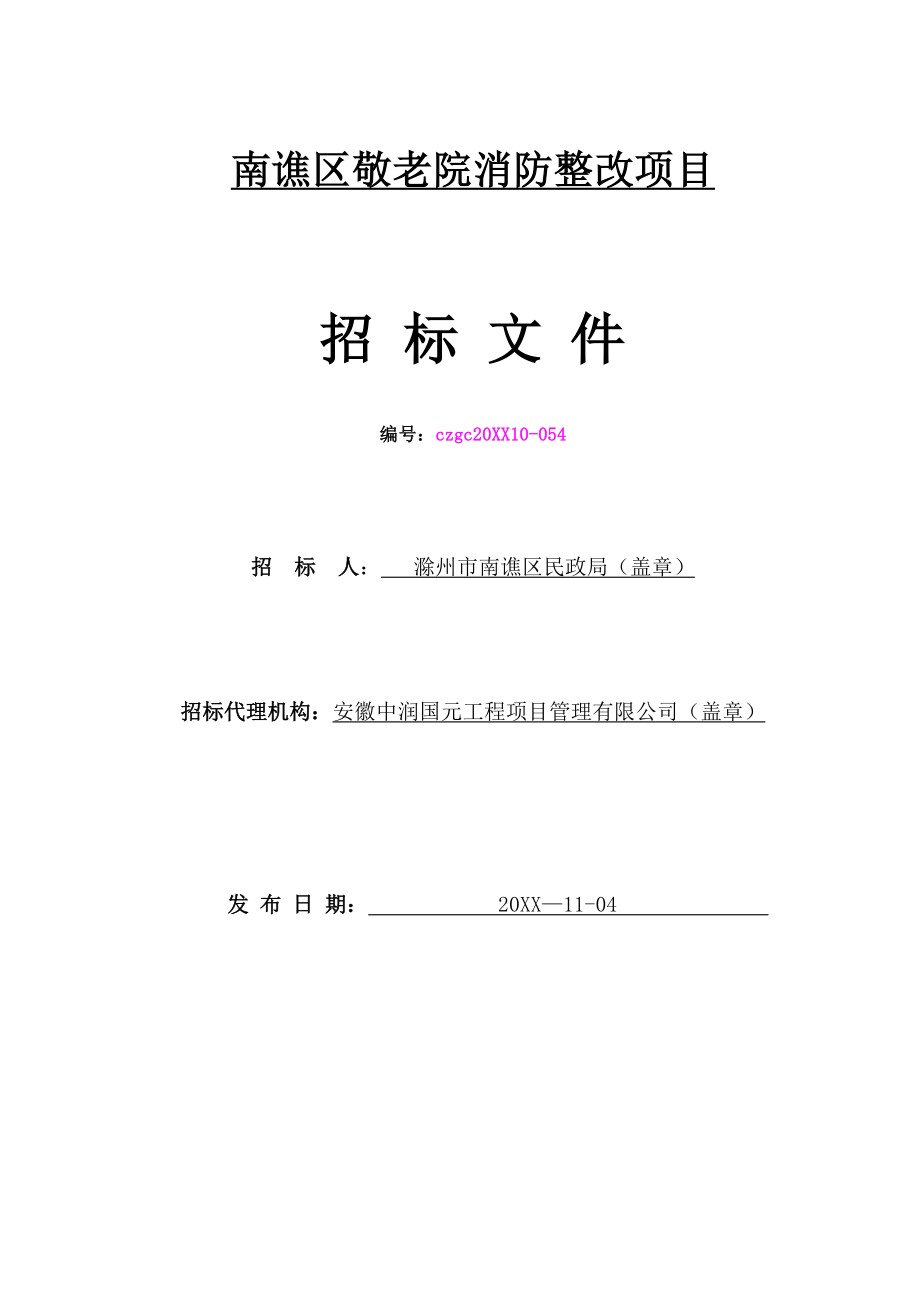 招标投标-南谯区敬老院消防整改项目招标文件 精品.doc_第1页