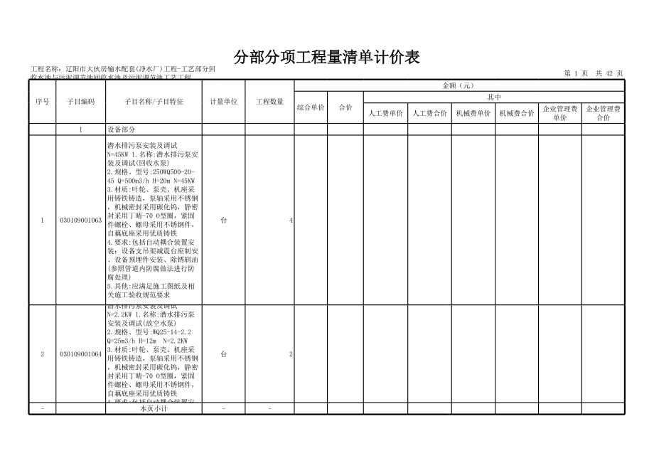 招标投标-分部分项工程量清单与计价表投标 精品.xls_第1页