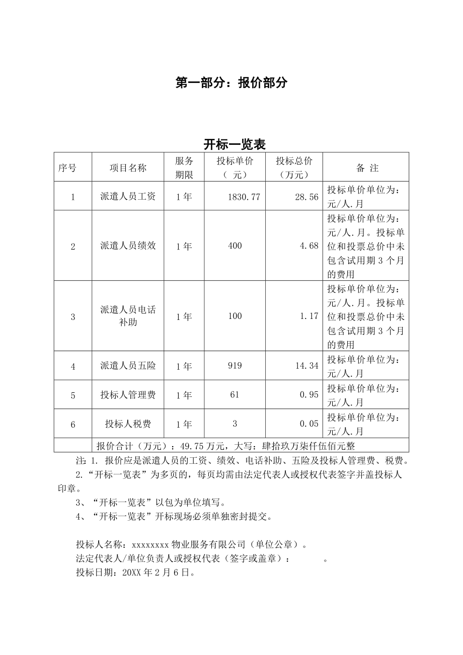 招标投标-地税局劳务派遣服务其他响应性投标文件全45页 精品.doc_第1页