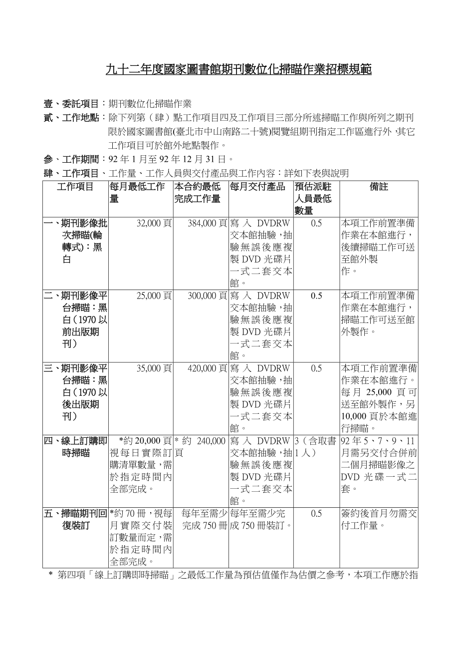 招标投标-九十二年度国家图书馆期刊数位化扫瞄作业招标规范 精品.doc_第2页