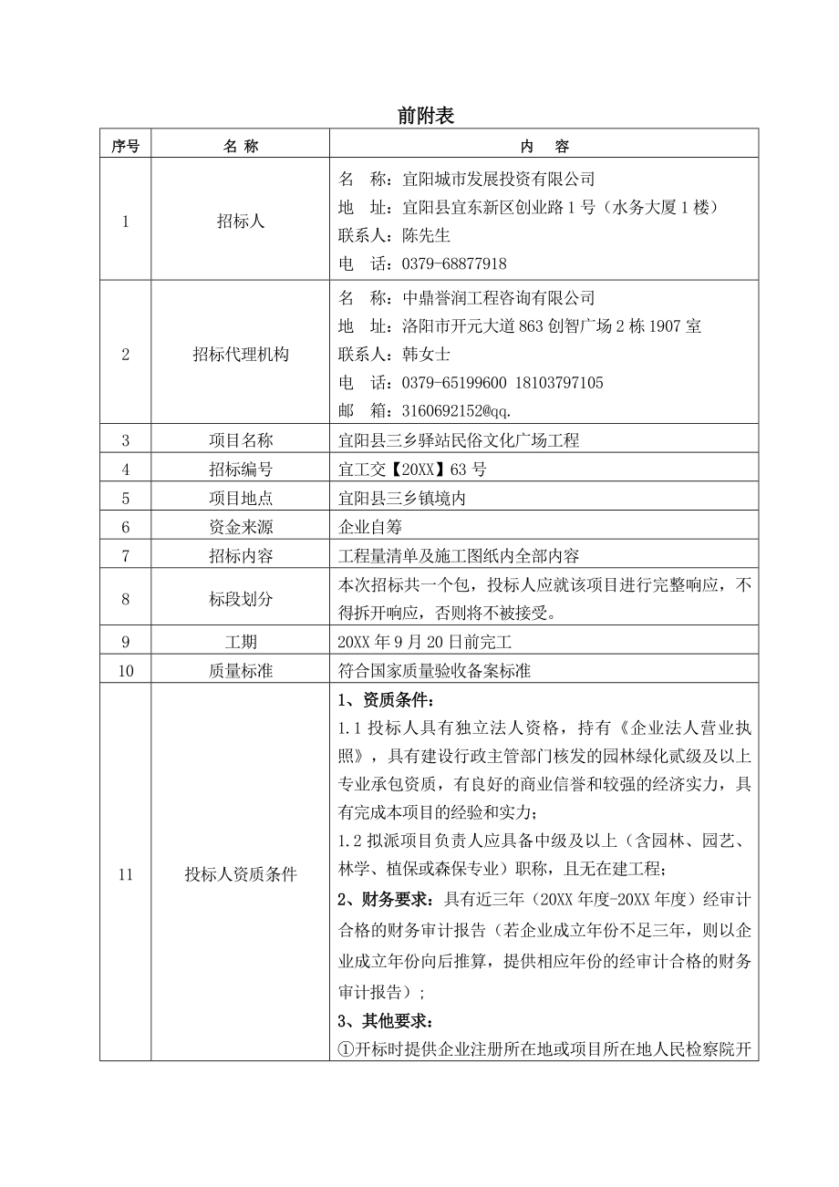 招标投标-宜阳县三乡驿站木民俗文化广场工程项目招标文件6191 精品.doc_第3页