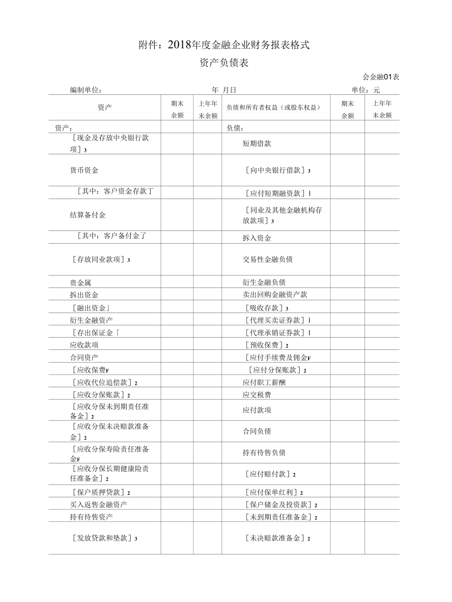 2018年度金融企业财务报表格式.docx_第1页