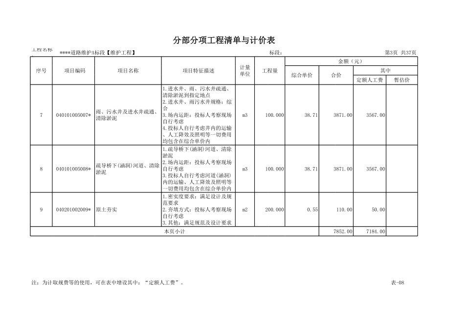 招标投标-市政维护工程分部分项投标清单XLS3页 精品.xls_第3页