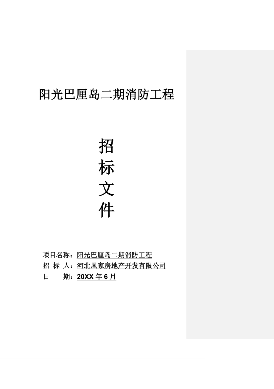 招标投标-巴厘岛二期消防工程招标文件XXXX65 精品.doc_第1页