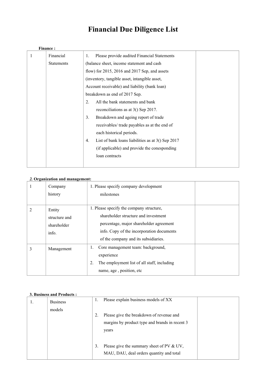 4-2尽调清单_ 预尽调资料需求清单（英文版）.docx_第1页