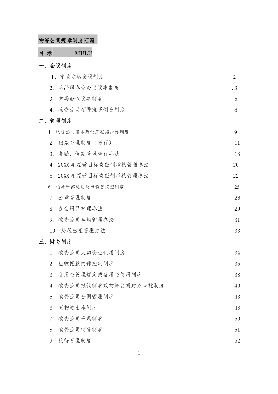 管理制度-物资公司行政制度汇编 精品.doc_第1页